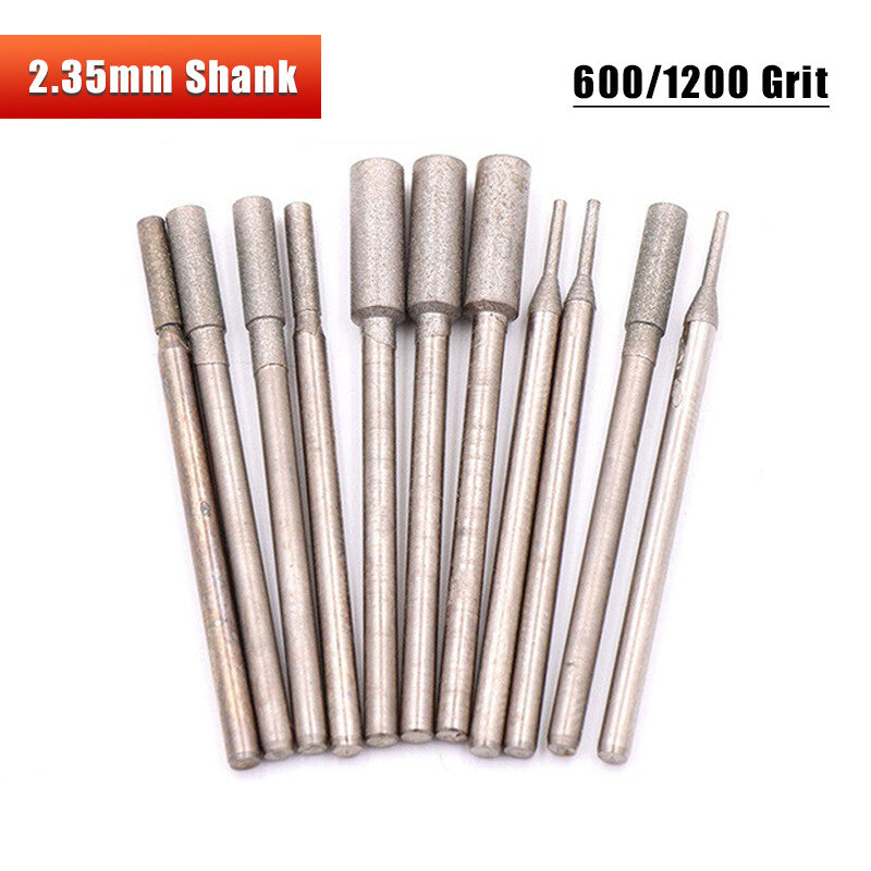 2.35mm Shank Cylindrical Grinding Head Jade Agate Polishing Tool 600/1200 Grit