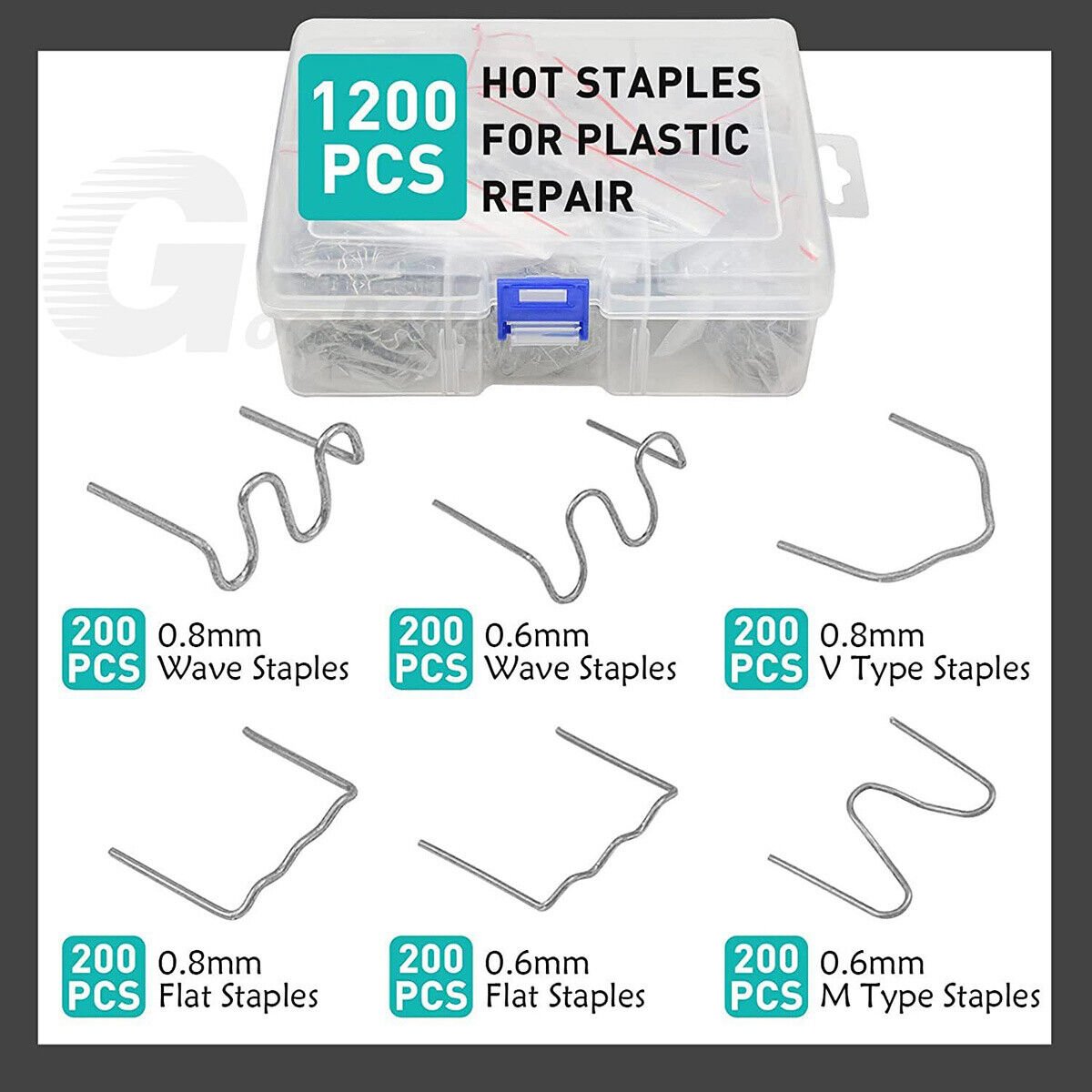 1200x 0.6/0.8mm Hot Stapler Staples Welding Wave Set For Car Bumper Repair Tools - HomeDIYer
