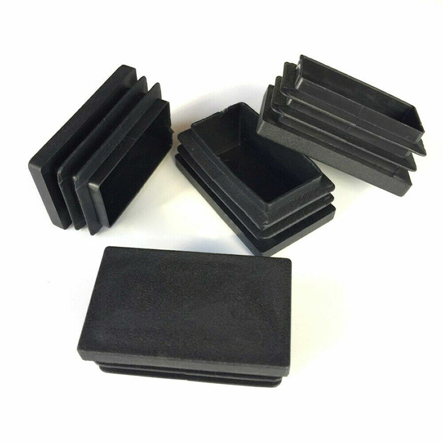 Black square plastic blanking end caps, tube pipe inserts with sturdy design for long-lasting use