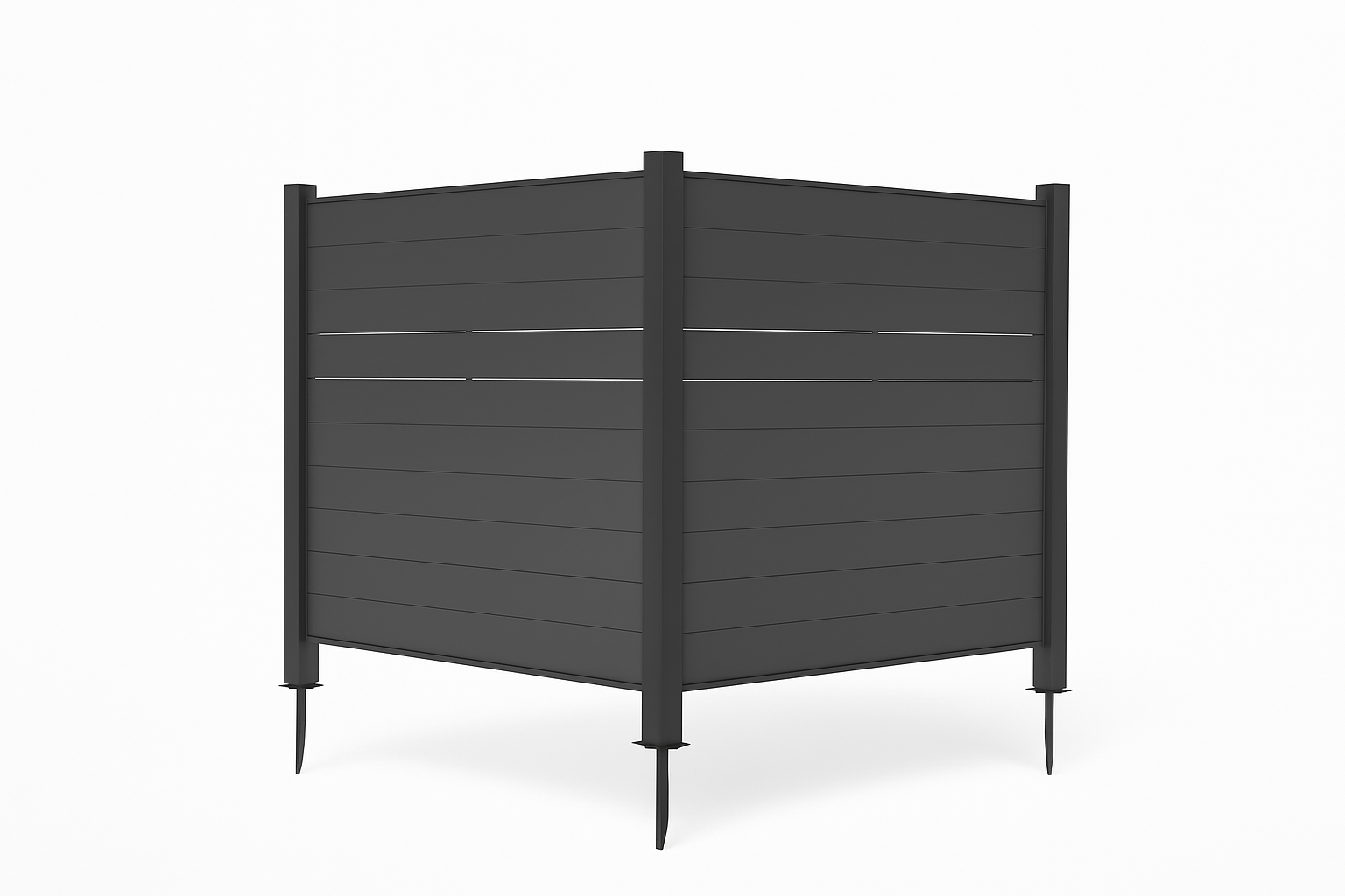 50 x 50 Inch Outdoor Metal Privacy Screen 2 Panel Set — AC Fence, Trash Can Enclosure, Black