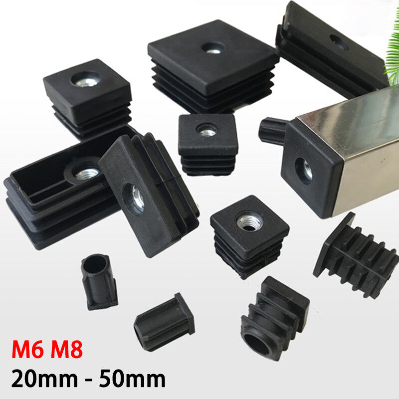 HomeDIYer Black Plastic Furniture Leg Plugs with M6 M8 integrated nuts