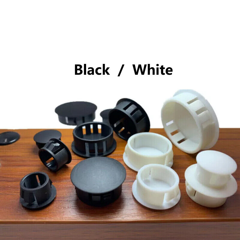 Close-up comparison of black and white end caps showing material finish