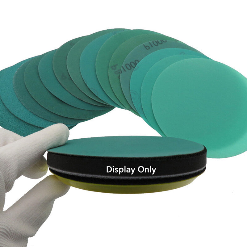 50/125/150mm Wet & Dry Sandpaper Polyester Film Green Sand Hook & Loop 40-2000P 10Pcs