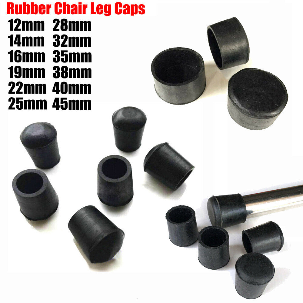 HomeDIYer Black Rubber End Caps for furniture feet and tubing protection