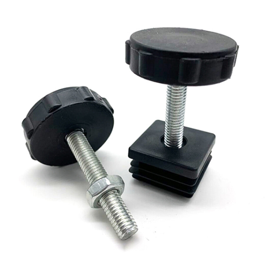 M8 nut plug installed in furniture leg for dual-purpose protection