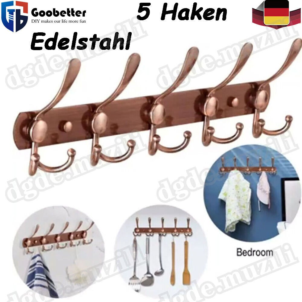Hook rail coat hooks wall coat rack hooks stainless steel clothes hooks 5 hooks - HomeDIYer