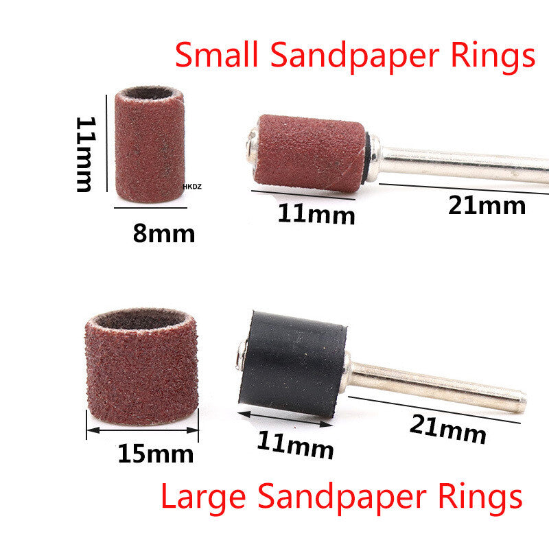 8mm/15mm Sanding Bands Ring Wheel Abrasive Sandpaper Grinding Drill 80#~600 Grit