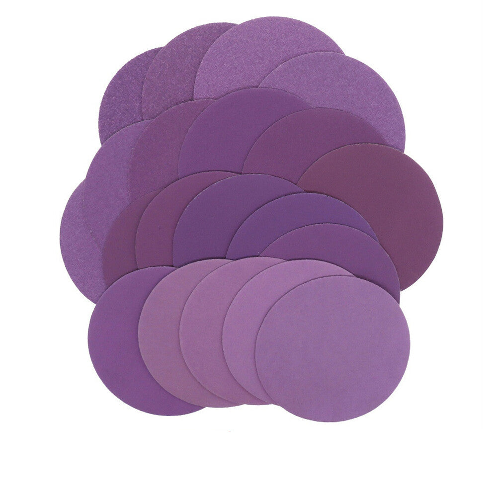 Close-up of a 4-inch 100mm purple sandpaper disc with a high 10000 grit for ultra-fine wet sanding and polishing.