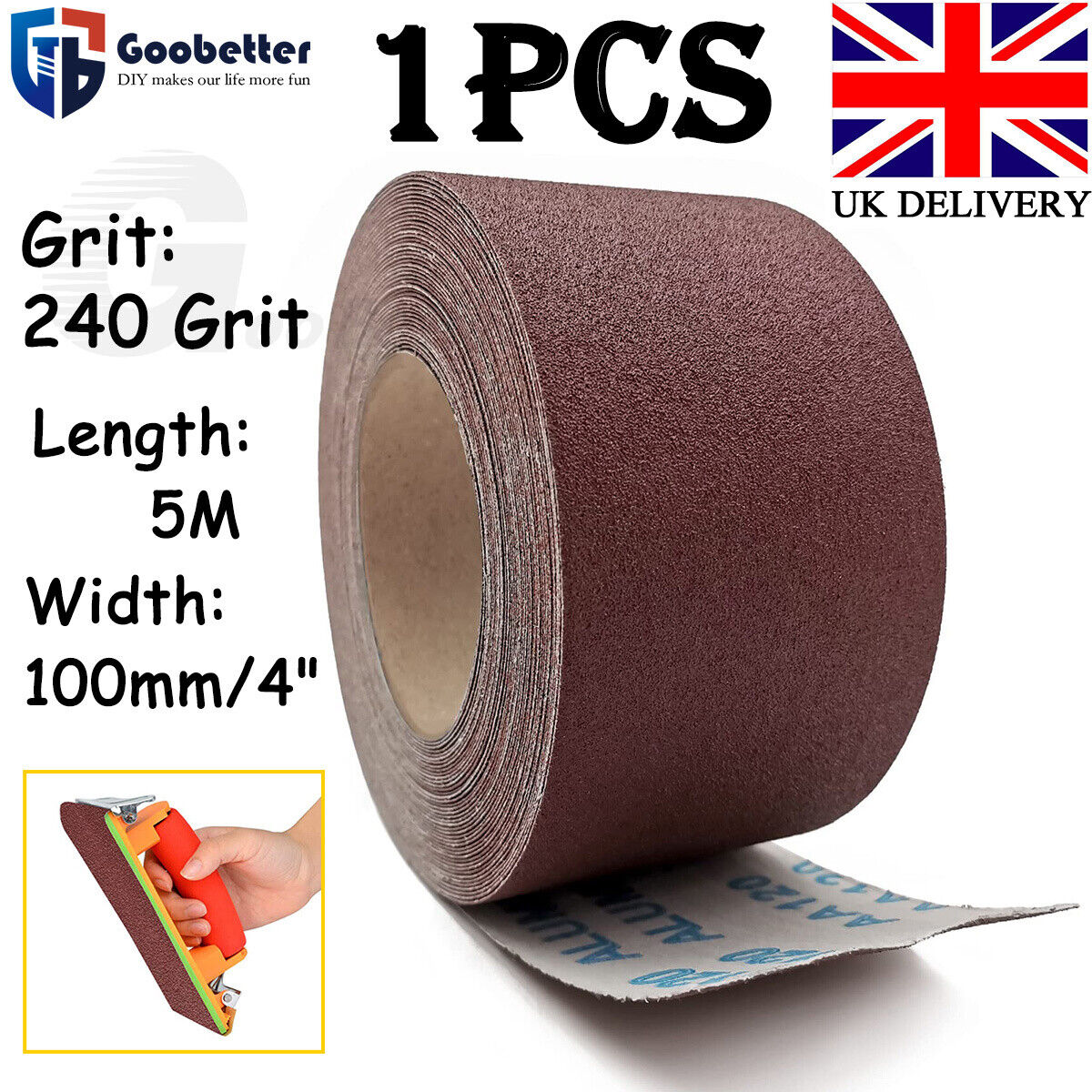 5m Aluminium Oxide Sandpaper Roll 240Grit APolishing Sandpaper Grinding Abrasive
