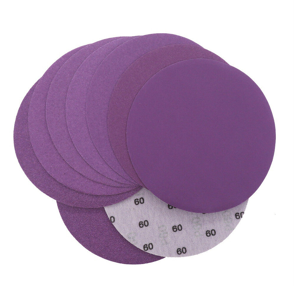 Packaging of 6-inch purple sandpaper discs displaying grit specifications