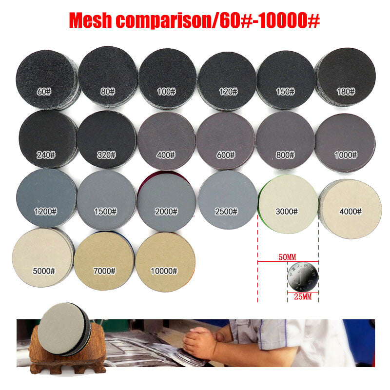 2" Inch 50mm Wet And Dry Sandpaper Grit 60# ~10000# Hook&Loop Sanding Discs Pads