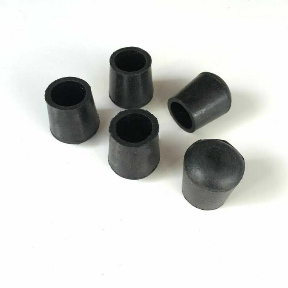 Multiple rubber caps of different sizes arranged in grid pattern for comparison