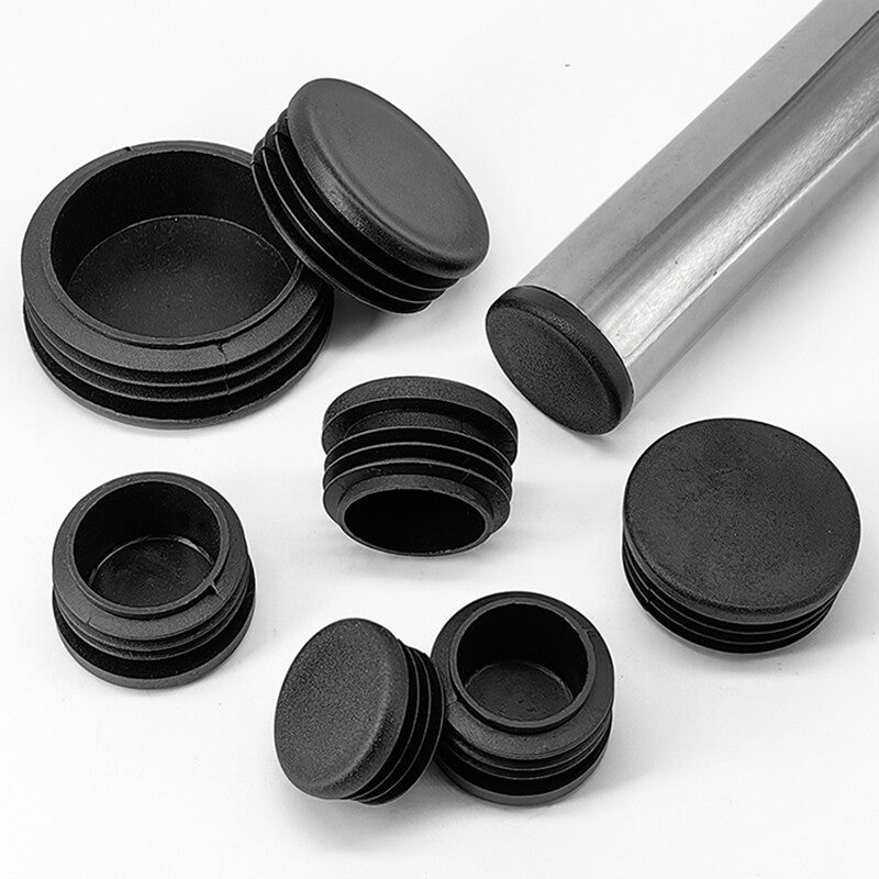 Black round plastic pipe inserts (12mm-76mm) blanking end caps, sturdy plug bungs