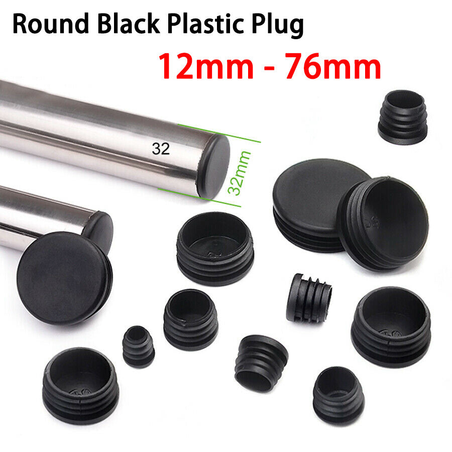 HomeDIYer Black Round Plastic Blanking End Caps for tube and pipe protection