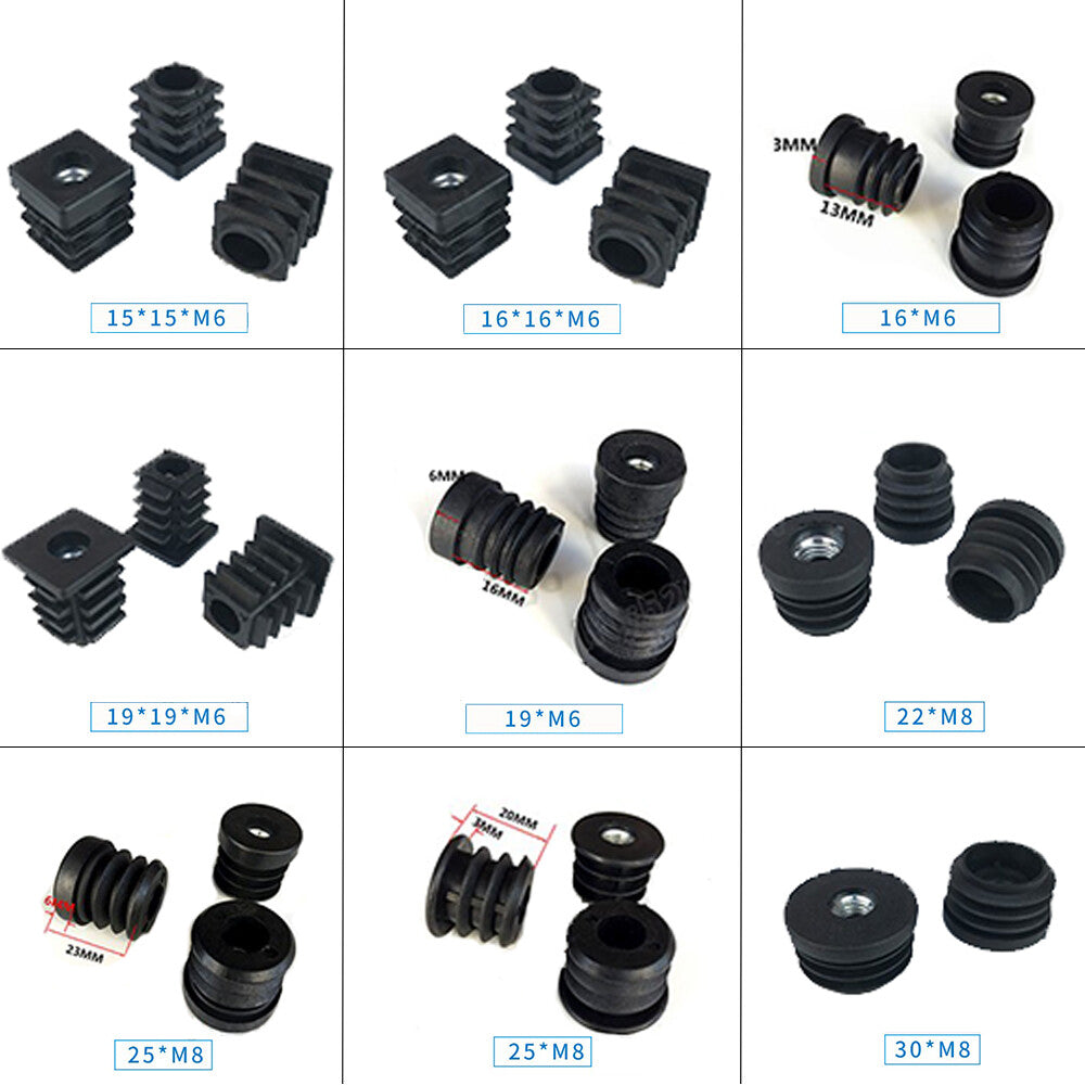 Rectangular Plugs With M6 / M8 / M10 Nut Hole Square Tube Plug Furniture Feet