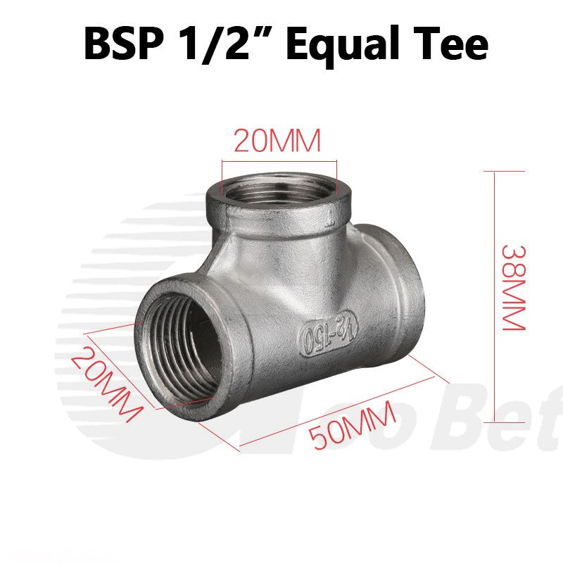 304 Stainless Steel 1/2" BSP Threaded Pipe Fittings — Nipple, Elbow, Tee, Socket & Cap