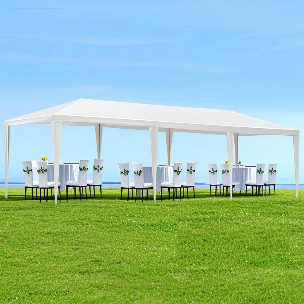 10x30 Ft Outdoor Party Canopy Tent, Waterproof, Open-Air Design, White