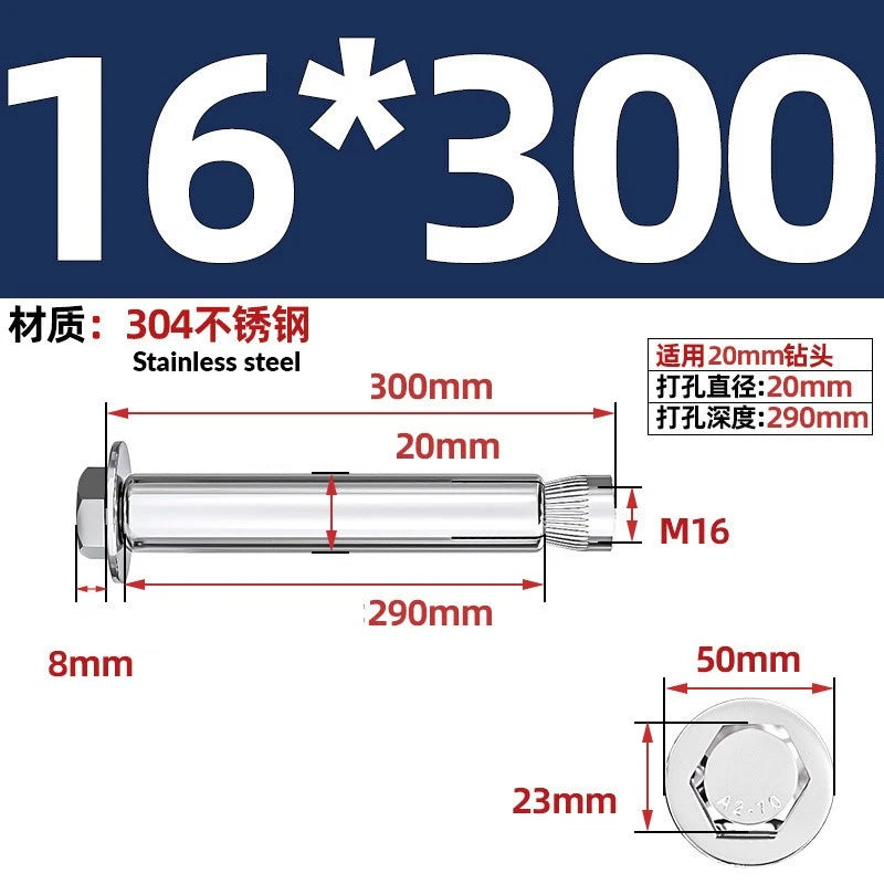 Stainless Steel Masonry Concrete Expansion Anchor Bolt — M6 M8 M10 M12 M16 | 304 & 201 SS