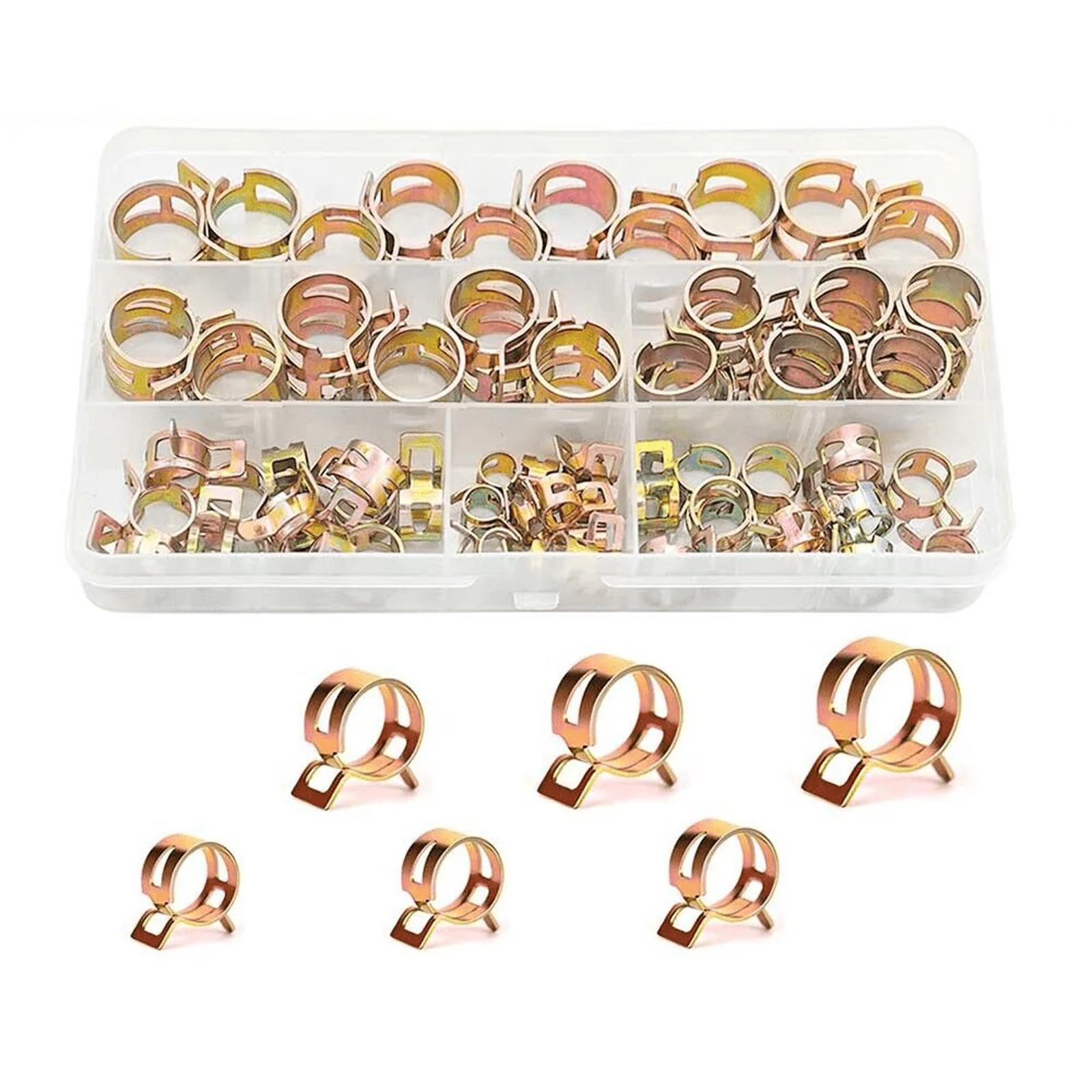 115 Pcs Schlauch Klemmen Sortiment Kit Frühling Stahl Clip Wasser Kraftstoff Rohr Luft Rohr