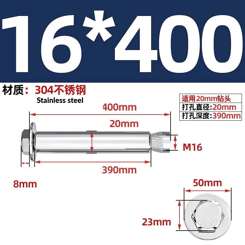 Stainless Steel Masonry Concrete Expansion Anchor Bolt — M6 M8 M10 M12 M16 | 304 & 201 SS