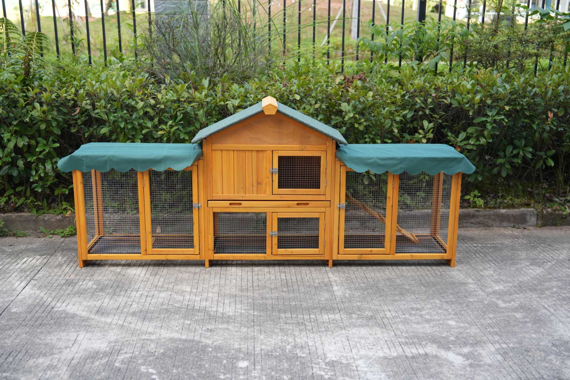 82-Inch Extra Large Outdoor Rabbit Hutch with Waterproof Roof & Pull-Out Tray