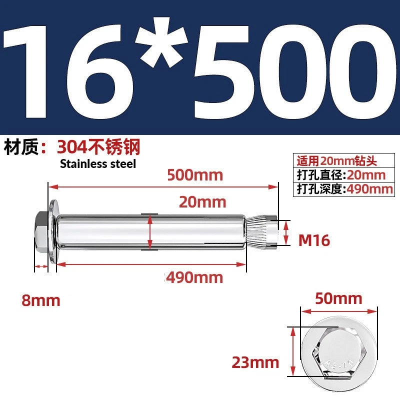 Stainless Steel Masonry Concrete Expansion Anchor Bolt — M6 M8 M10 M12 M16 | 304 & 201 SS