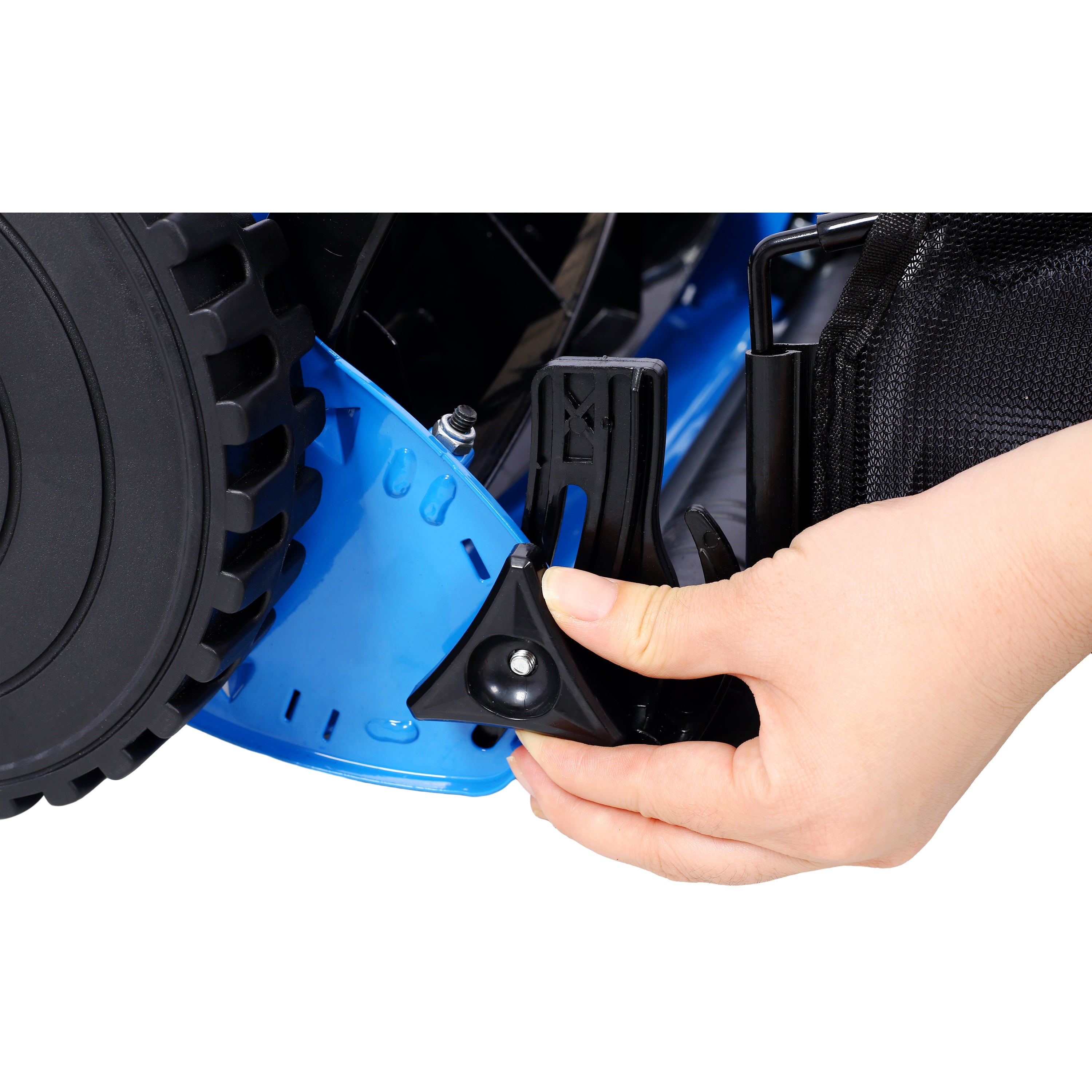 16-Inch 5-Blade Push Reel Lawn Mower with Grass Catcher, BLUE COLOR