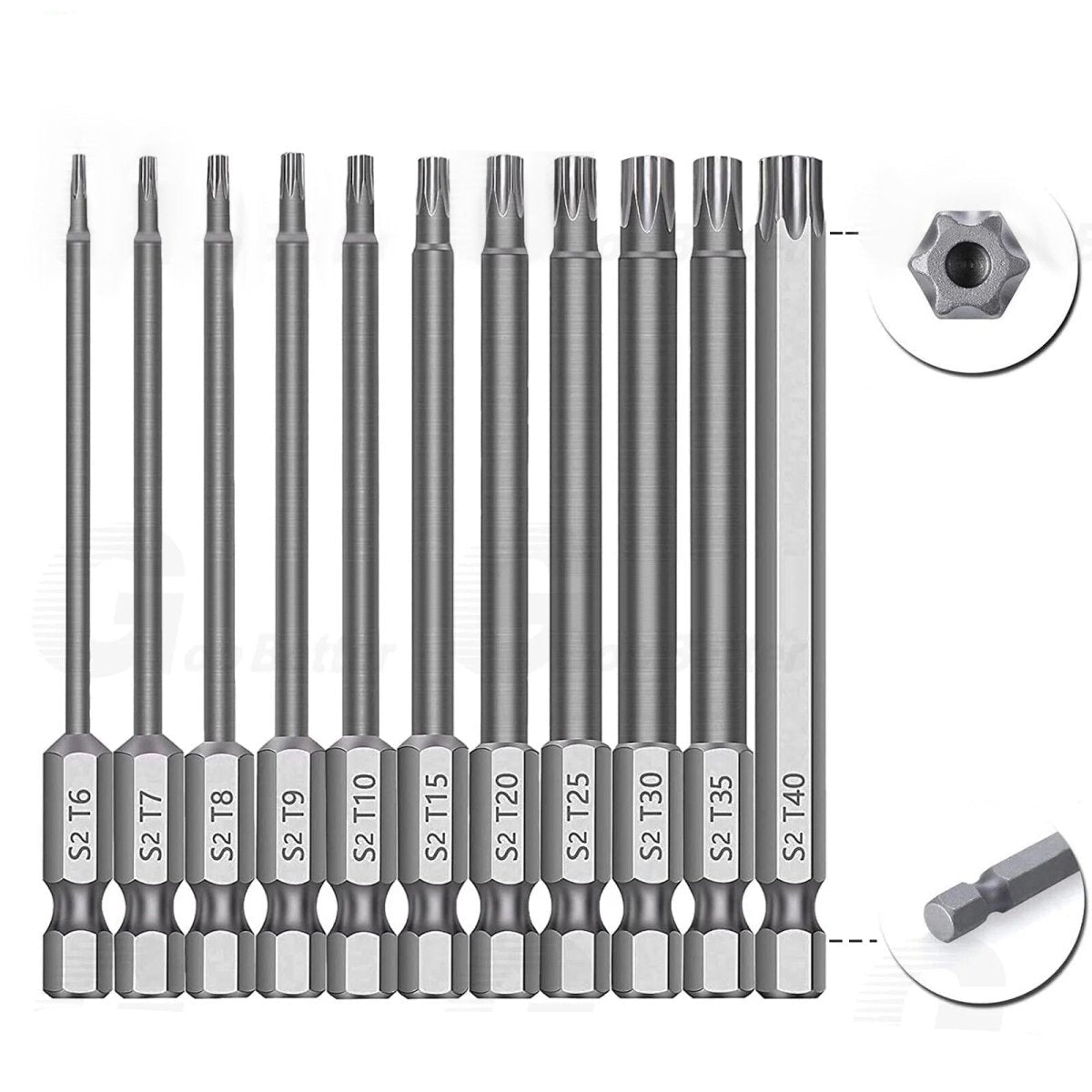 11pcs Magnetic Head Torx Screwdriver Bit Set T6 - T40 Security Tamper Proof Star - HomeDIYer