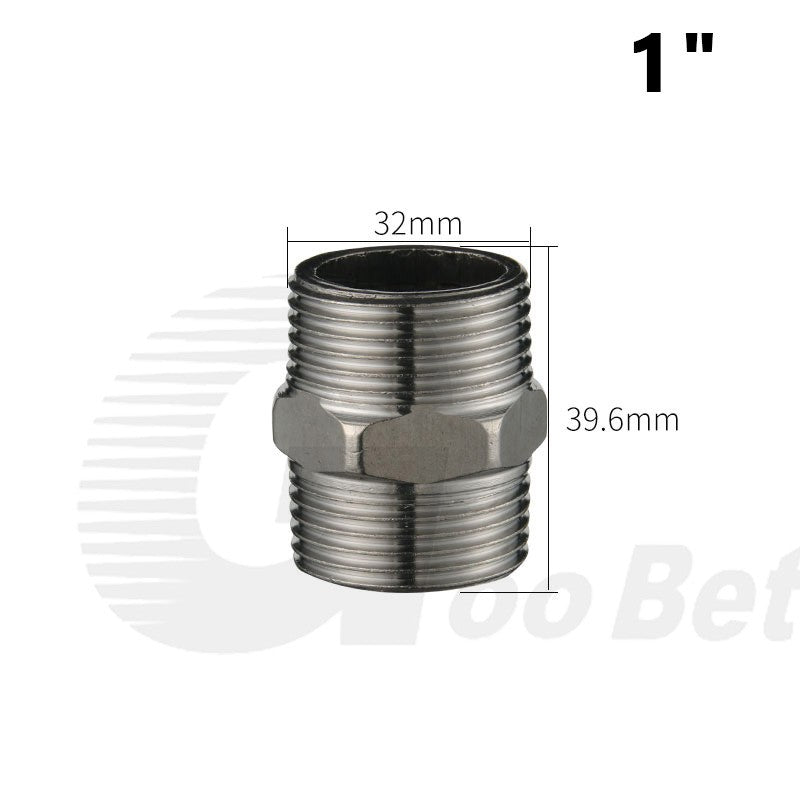 Stainless Steel Hex Nipple BSP Pipe Fitting — Male Thread Adapter 1/4" to 1-1/4"
