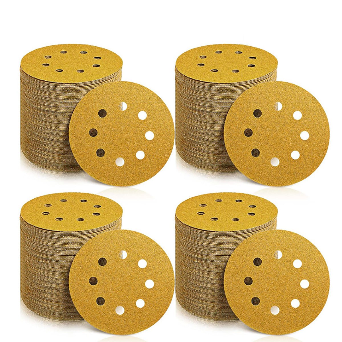 125mm 5" 8 Hole Sanding Discs Hook And Loop 40 60 80 - 600 Grit Set For Metal Wood - HomeDIYer