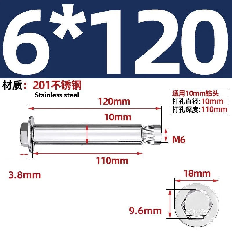 Stainless Steel Masonry Concrete Expansion Anchor Bolt — M6 M8 M10 M12 M16 | 304 & 201 SS