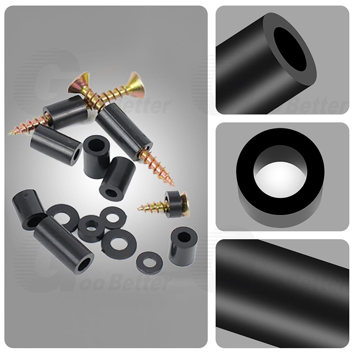320PCS M3/M4 ABS Plastic Spacers Round Spacer Sleeves Set - Black - HomeDIYer