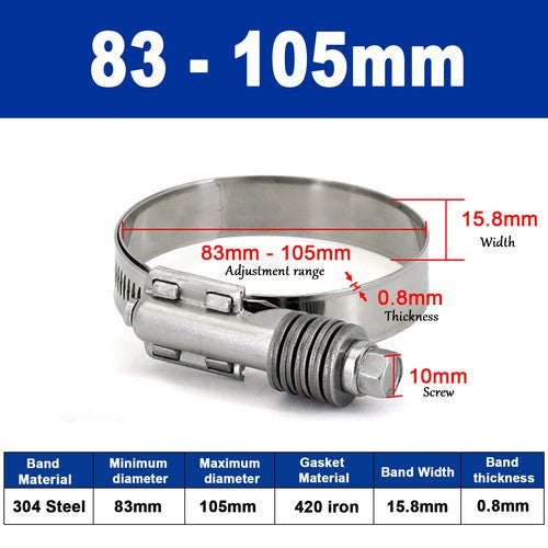 Worm Drive Hose Clips Stainless Steel Adjustable Range for Water Pipe, Plumbing