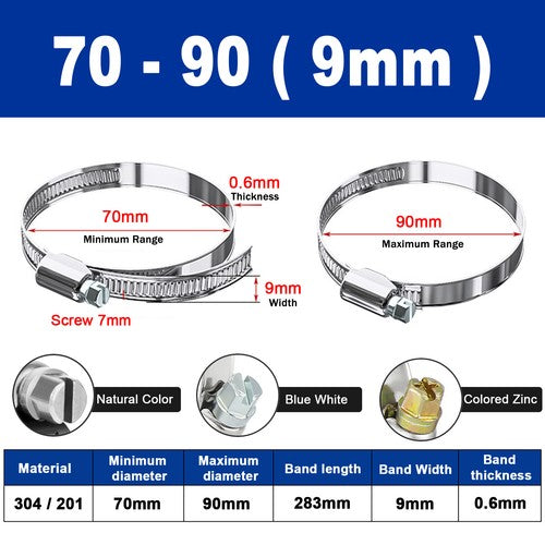 Hose Clamps Jubilee Clips Worm drive Mikalors Kale Stainless Steel Pipe Clip 304 Natural Color