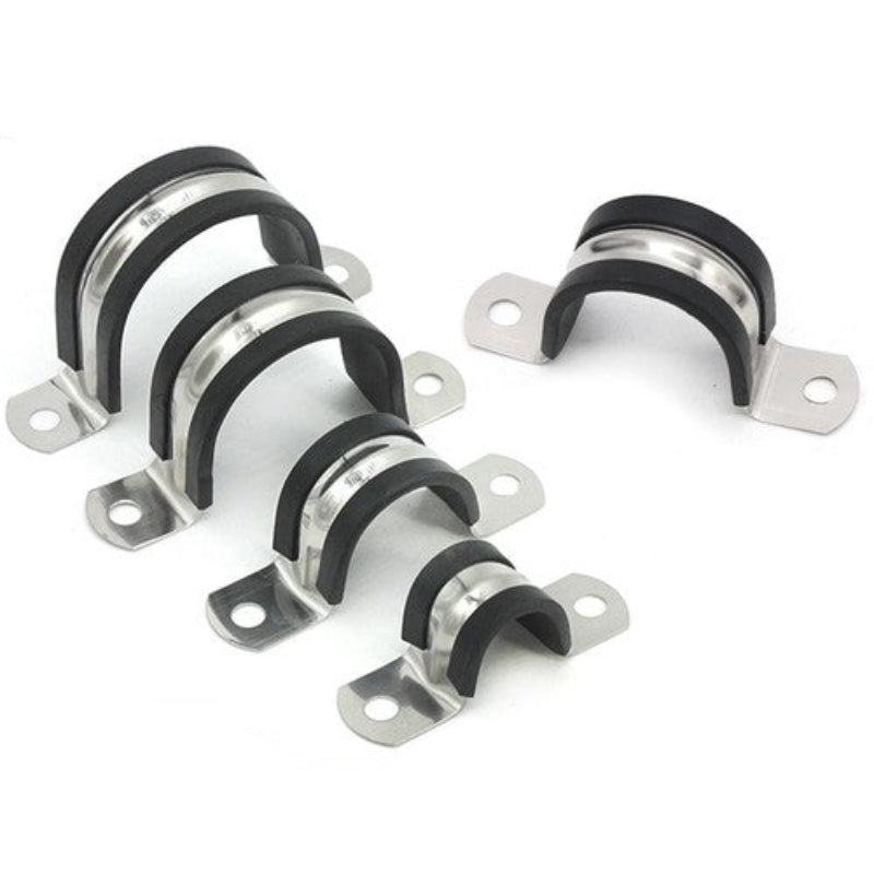 Rubber Lined P-Clips Stainless Steel 304 Pipe Clamps Sizes 6mm to 200mm W4