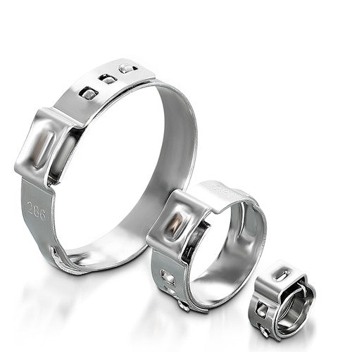 Single-ear O-ring clamp with 304 stainless steel air and water hose clamp - Surface gloss demonstration | HomeDIYer