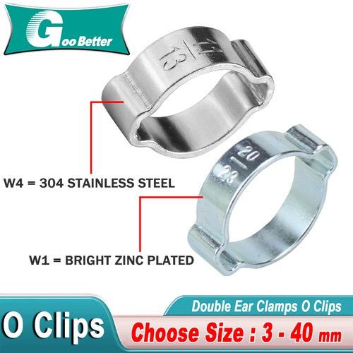 Double Ear Clamps O Clips Stainless Steel BZP Fuel Air Water Mikalors Hose Pipe - HomeDIYer