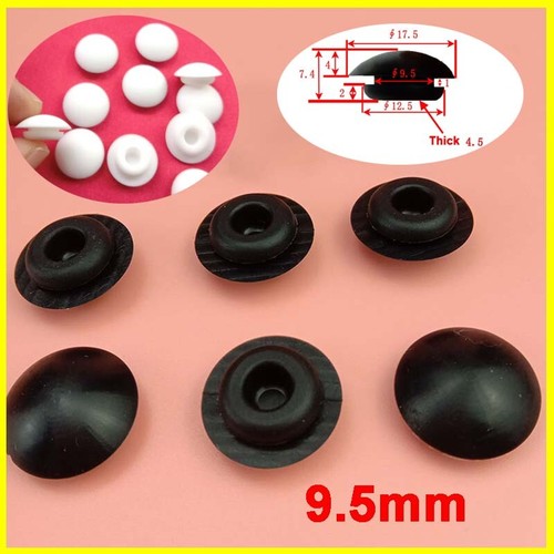 9.5mm Snap on Hole Plug - Black Silicone Rubber Blanking End Cap for tubes