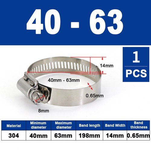 304 Hose Clamps Jubilee Clips Worm drive Mikalors Kale Stainless Steel Pipe Clip - HomeDIYer