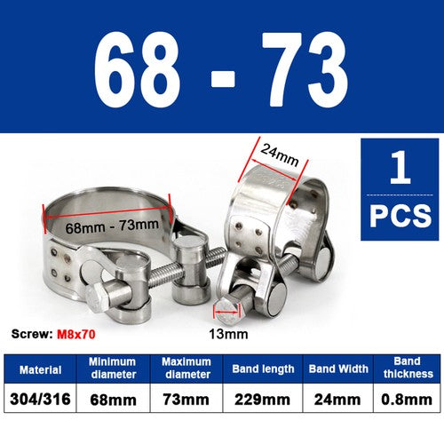 Jubilee Super Clamps Heavy Duty Exhaust Supra T Bolt Stainless Marine Steel Clip
