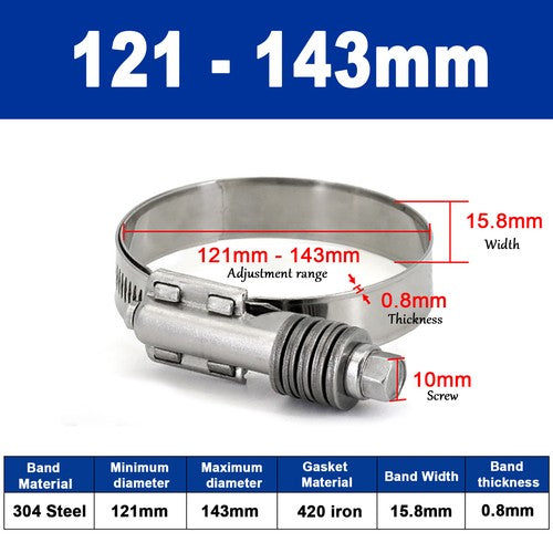 Worm Drive Hose Clips Stainless Steel Adjustable Range for Water Pipe, Plumbing