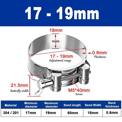 Butterfly Wing 306/201 Stainless Steel Jubilee Type Hose Pipe Clips 17mm - 252mm - HomeDIYer