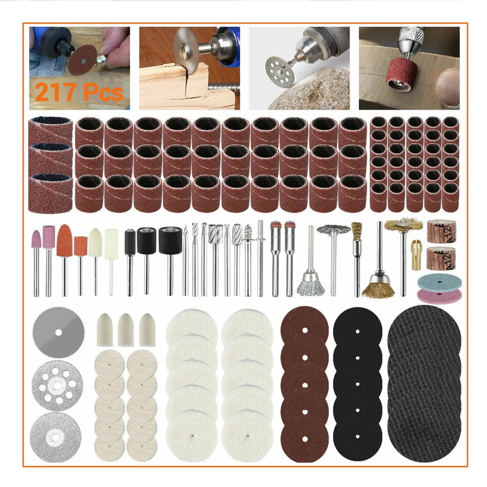 217Pcs Rotary Tool Accessories Kit Cutting Polishing Grinder Sanding for Dremel - HomeDIYer