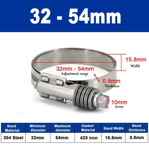Worm Drive Hose Clips Stainless Steel Adjustable Range for Water Pipe, Plumbing
