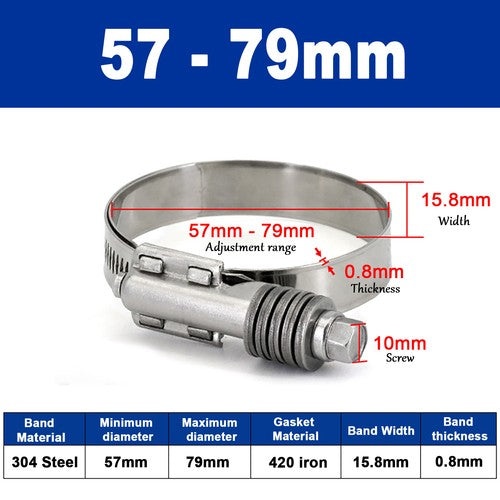 Worm Drive Hose Clips Stainless Steel Adjustable Range for Water Pipe, Plumbing