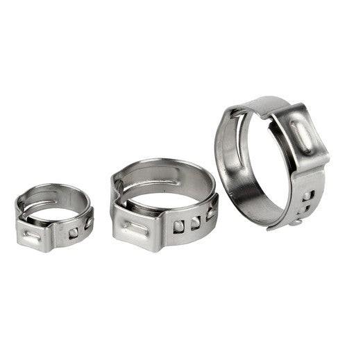 Single Ear O-Clip mounted on an air compressor hose in a workshop