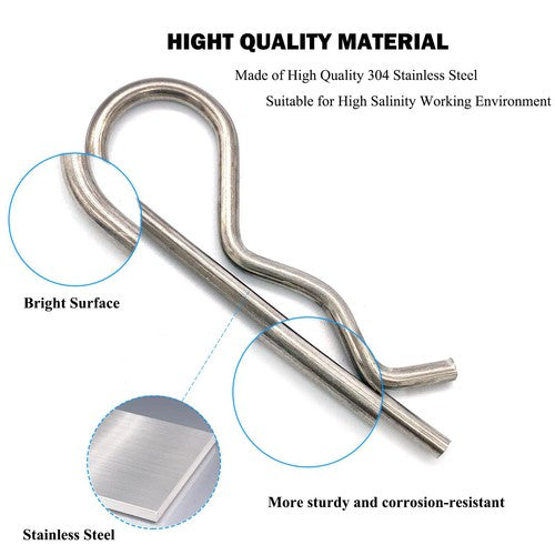 R Clip Stainless Steel 304 A2 Beta Pins 1.0mm 1.2mm 1.5mm 2mm 2.5mm 3mm 4mm 5m