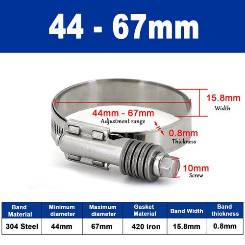Worm Drive Hose Clips Stainless Steel Adjustable Range for Water Pipe, Plumbing