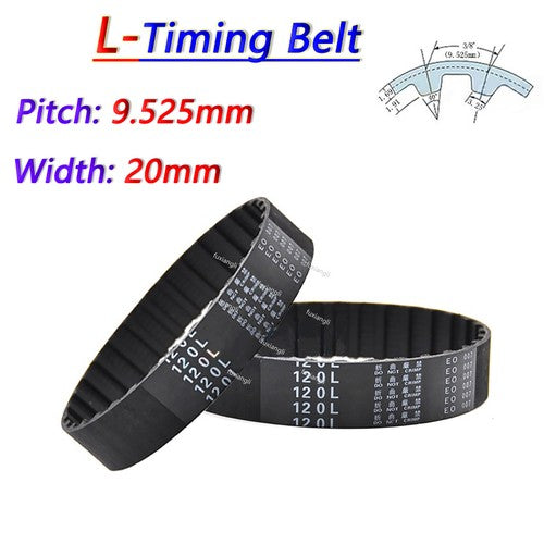 L-Series Timing Belt 9.525mm Pitch 20mm Wide – Rubber Closed Loop Synchronous Drive Belt (86L–619L)