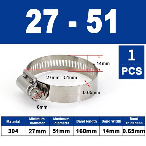 304 Hose Clamps Jubilee Clips Worm drive Mikalors Kale Stainless Steel Pipe Clip - HomeDIYer